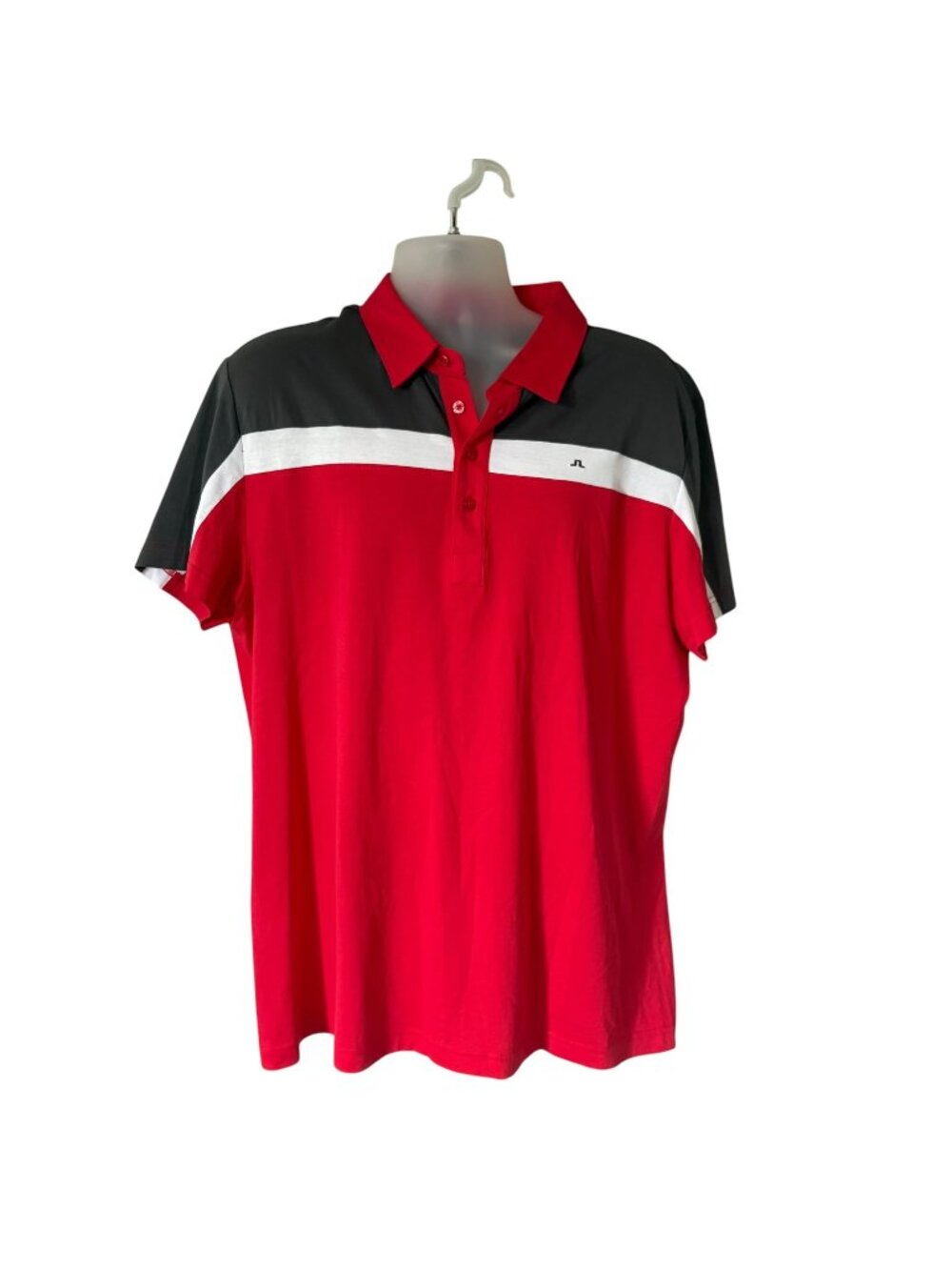 J Lindeberg Golf Polo Mens Slim Fit Red Black Short Sleeve XXLARGE
